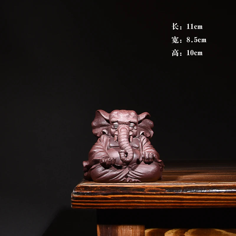 Yixing Purple Sand Fine Ornaments Supportable Purple Sand Elephant Tea Ornaments Handmade Tea Ornaments Sculpture Tea Tray Utens