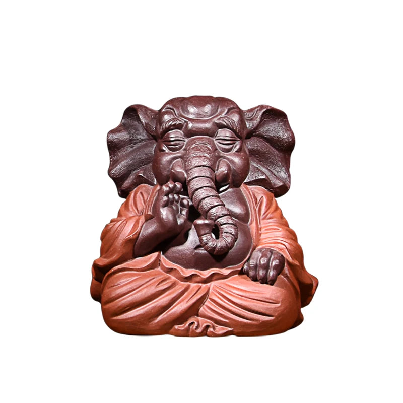 Yixing Purple Sand Fine Ornaments Supportable Purple Sand Elephant Tea Ornaments Handmade Tea Ornaments Sculpture Tea Tray Utens