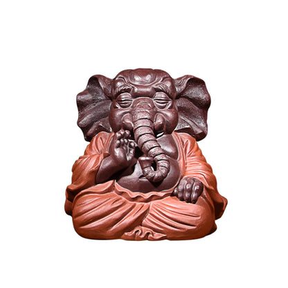 Yixing Purple Sand Fine Ornaments Supportable Purple Sand Elephant Tea Ornaments Handmade Tea Ornaments Sculpture Tea Tray Utens