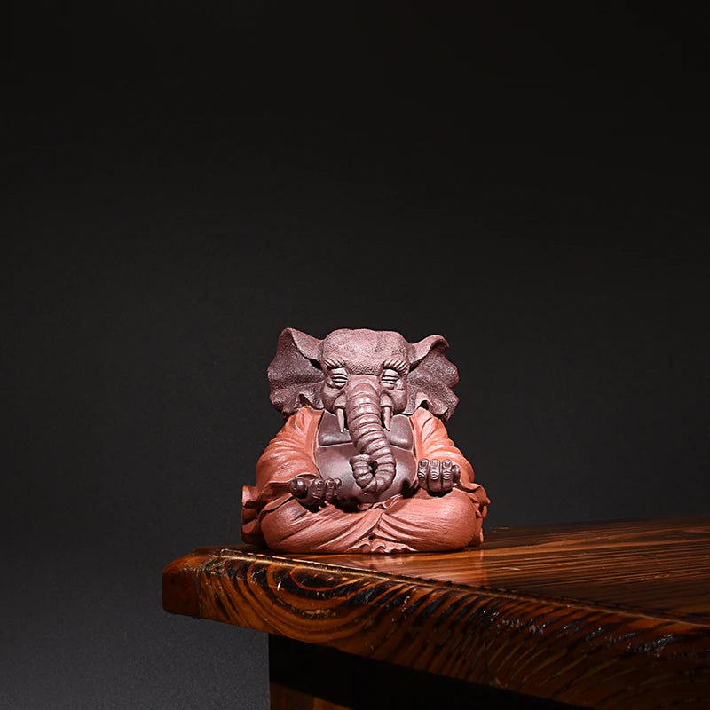 Yixing Purple Sand Fine Ornaments Supportable Purple Sand Elephant Tea Ornaments Handmade Tea Ornaments Sculpture Tea Tray Utens
