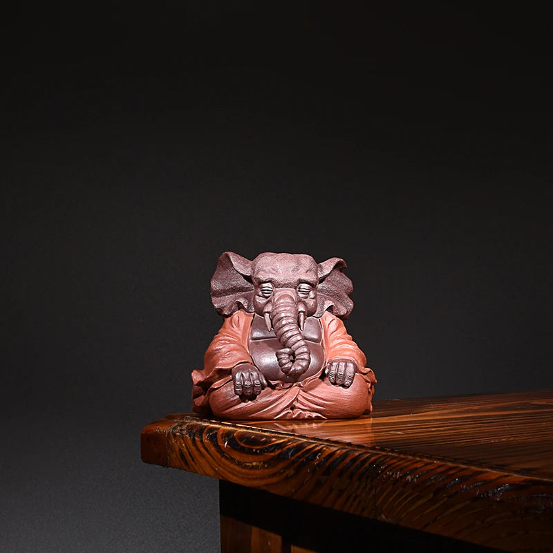 Yixing Purple Sand Fine Ornaments Supportable Purple Sand Elephant Tea Ornaments Handmade Tea Ornaments Sculpture Tea Tray Utens