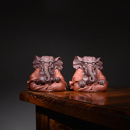 Yixing Purple Sand Fine Ornaments Supportable Purple Sand Elephant Tea Ornaments Handmade Tea Ornaments Sculpture Tea Tray Utens