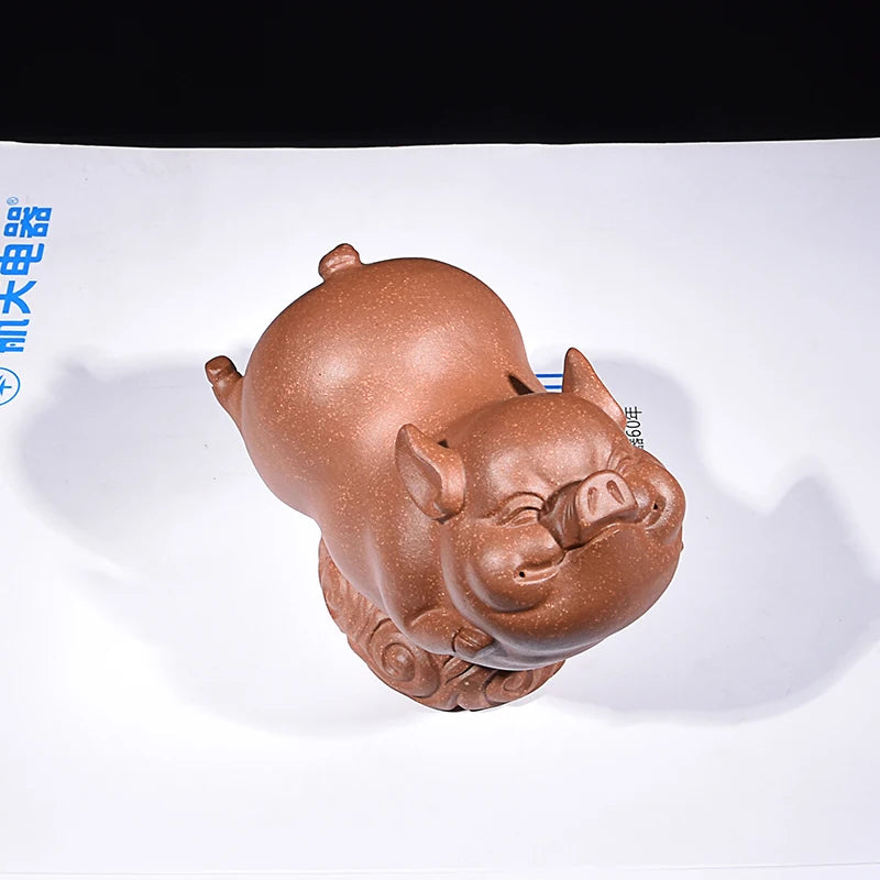 Yixing Purple Sand Fine Tea Carve Decoration Supportable Kweichow Moutai Lucky Pig Kung Fu Tea Set Tea Tray Utensils Cute Zodiac