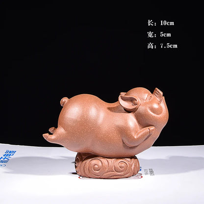 Yixing Purple Sand Fine Tea Carve Decoration Supportable Kweichow Moutai Lucky Pig Kung Fu Tea Set Tea Tray Utensils Cute Zodiac