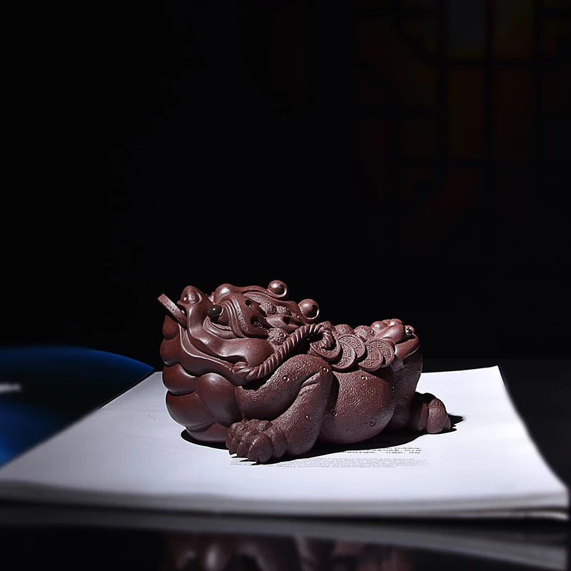 Yixing Purple Sand Fine Tea Carve Fortune Golden Toad Toad Supportable Dragon Turtle Tea Tray Tea Ceremony Tea Table Decoration