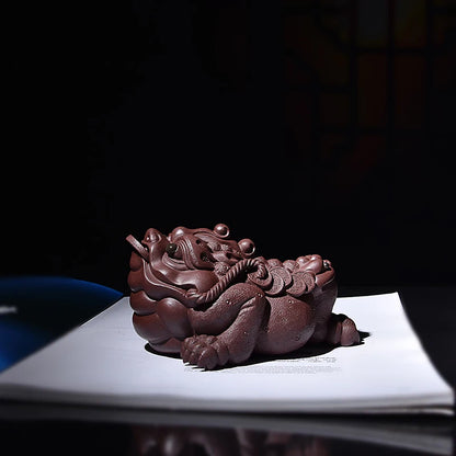 Yixing Purple Sand Fine Tea Carve Fortune Golden Toad Toad Supportable Dragon Turtle Tea Tray Tea Ceremony Tea Table Decoration