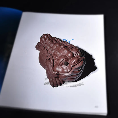 Yixing Purple Sand Fine Tea Carve Fortune Golden Toad Toad Supportable Dragon Turtle Tea Tray Tea Ceremony Tea Table Decoration