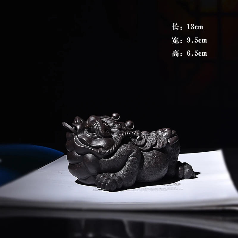 Yixing Purple Sand Fine Tea Carve Fortune Golden Toad Toad Supportable Dragon Turtle Tea Tray Tea Ceremony Tea Table Decoration