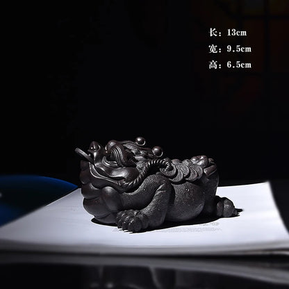 Yixing Purple Sand Fine Tea Carve Fortune Golden Toad Toad Supportable Dragon Turtle Tea Tray Tea Ceremony Tea Table Decoration