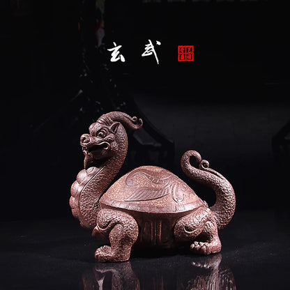 Yixing Purple Sand Fine Tea Carve Handmade Supportable Purple Sand Dragon Turtle Xuanwu Decoration Tea Tray Tea Ceremony Creativ