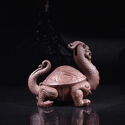 Yixing Purple Sand Fine Tea Carve Handmade Supportable Purple Sand Dragon Turtle Xuanwu Decoration Tea Tray Tea Ceremony Creativ