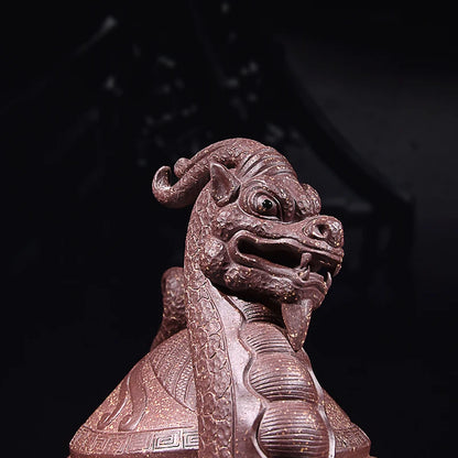 Yixing Purple Sand Fine Tea Carve Handmade Supportable Purple Sand Dragon Turtle Xuanwu Decoration Tea Tray Tea Ceremony Creativ