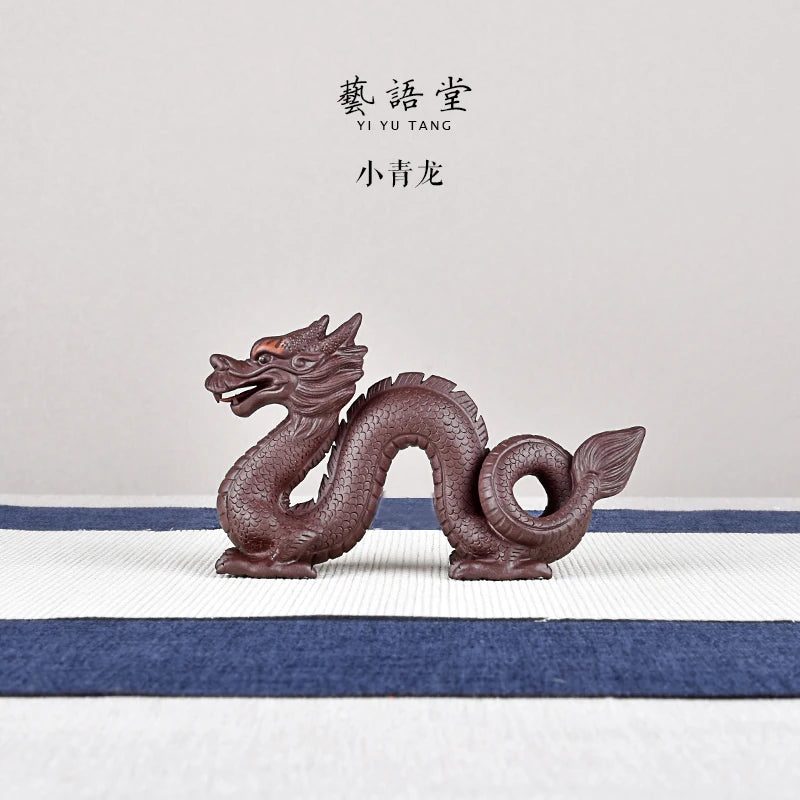 Yixing Purple Sand Fine Tea Carve Ornaments Zodiac Dragon Qingyun Xiaoqinglong Supportable Tea Set Tea Beast Tea Ceremony
