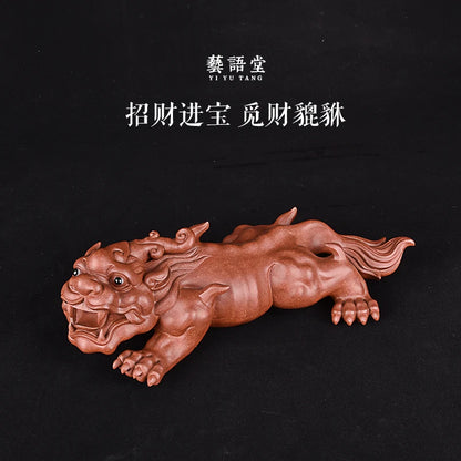 Yixing Purple Sand Fine Tea Carve Sculptured Ornaments Supportable Amass Fortunes Famous Li Changtao Find Wealth
