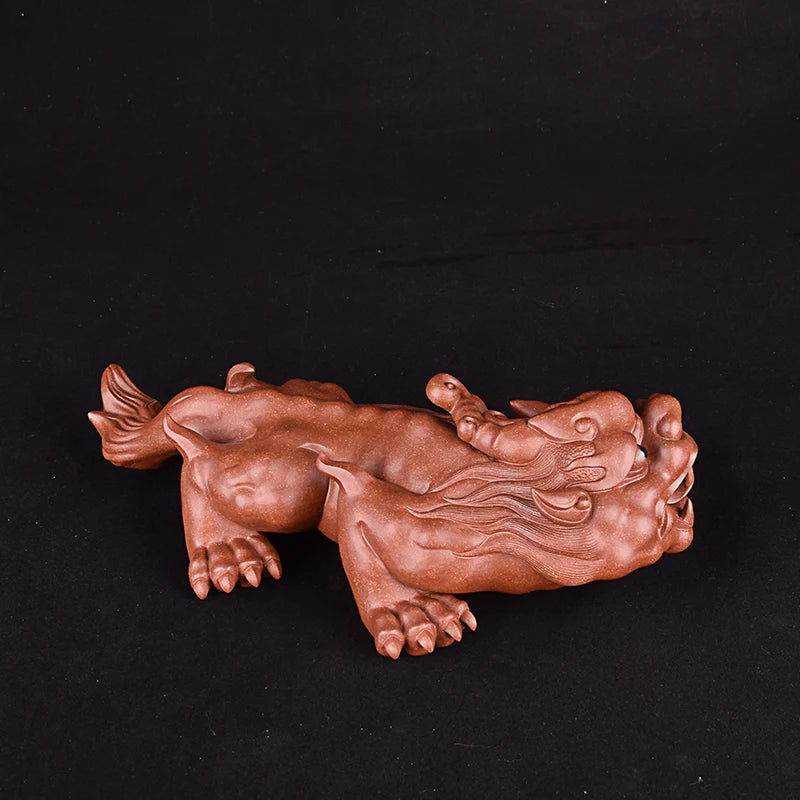 Yixing Purple Sand Fine Tea Carve Sculptured Ornaments Supportable Amass Fortunes Famous Li Changtao Find Wealth