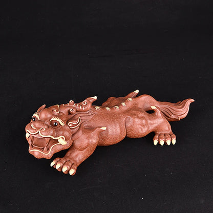 Yixing Purple Sand Fine Tea Carve Sculptured Ornaments Supportable Amass Fortunes Famous Li Changtao Find Wealth