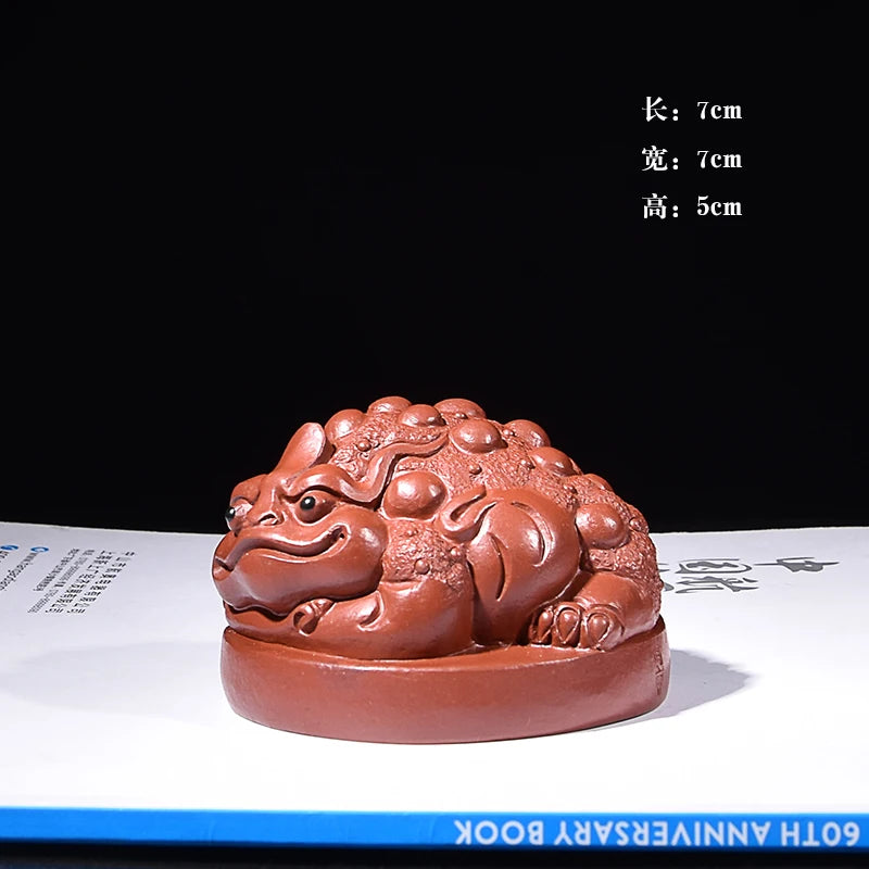 Yixing Purple Sand Fine Tea Carve Supportable Purple Sand Pixiu Golden Toad Sitting on the Ground to Make Money and Fortune Tea
