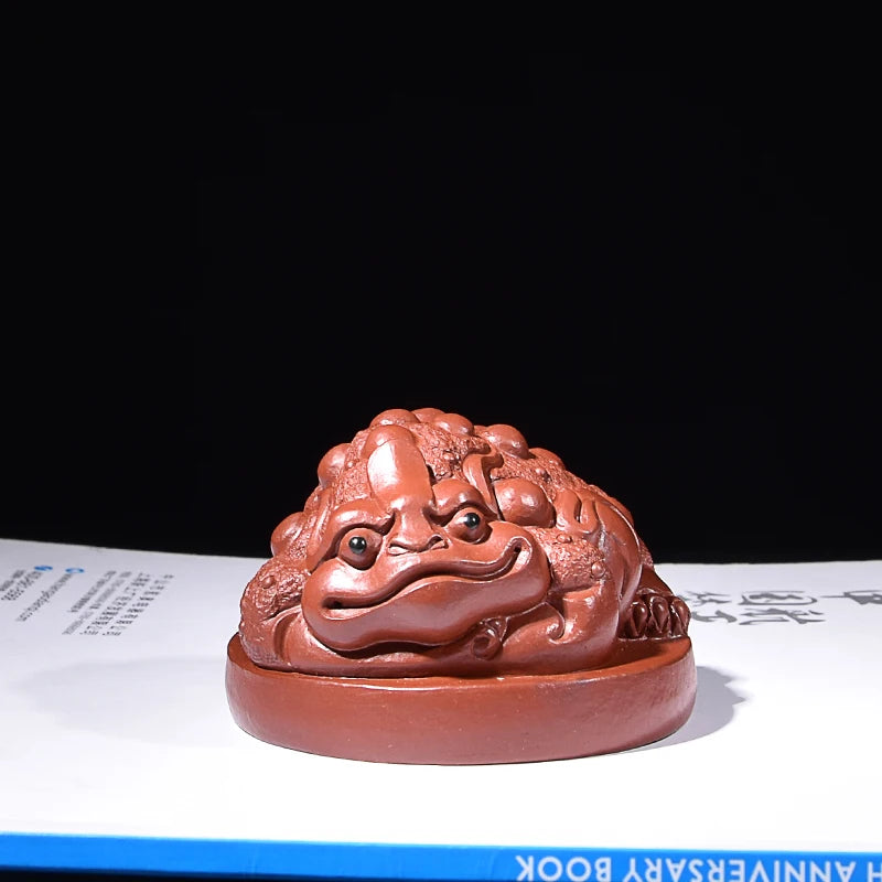 Yixing Purple Sand Fine Tea Carve Supportable Purple Sand Pixiu Golden Toad Sitting on the Ground to Make Money and Fortune Tea
