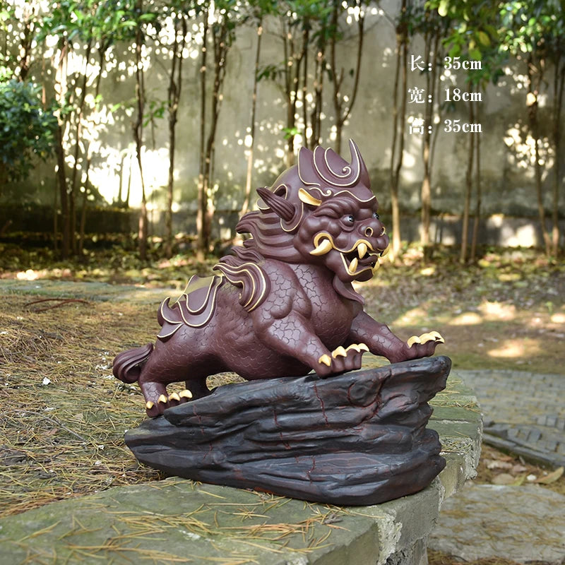 Yixing Purple Sand Fine Yixing Clay Tea Carve Supportable Famous Handmade Large Lucky Decoration Sculpture Feng Shui