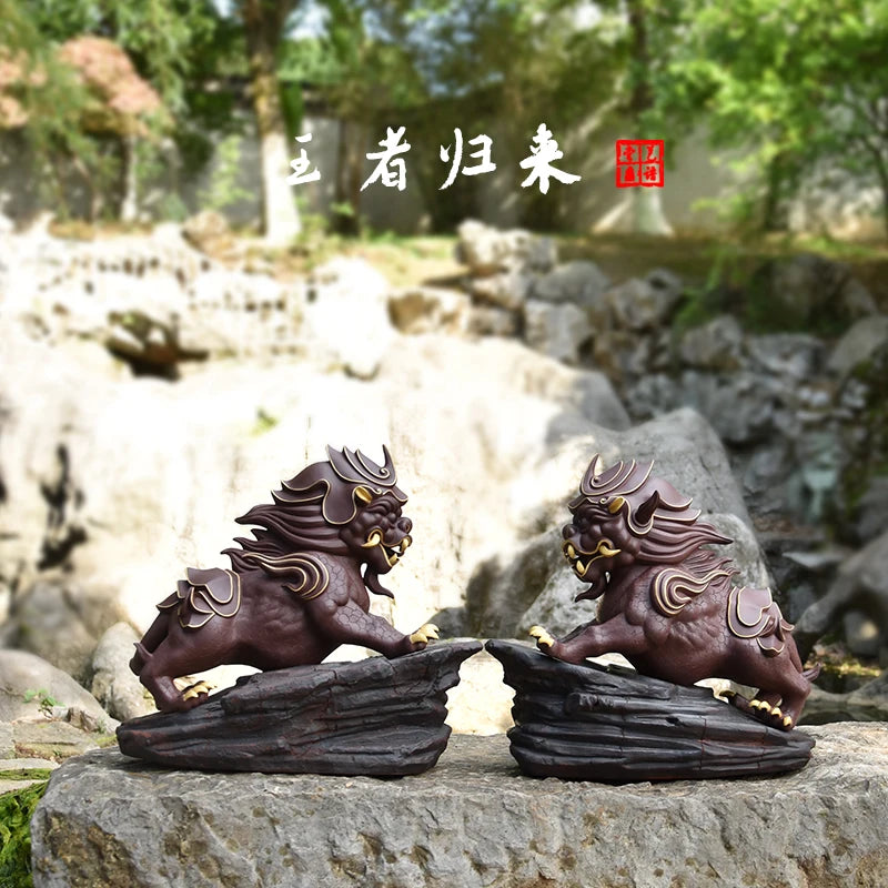 Yixing Purple Sand Fine Yixing Clay Tea Carve Supportable Famous Handmade Large Lucky Decoration Sculpture Feng Shui
