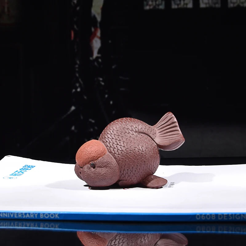 Yixing Purple Sand Fish Tea Ornaments Gold Arowana Ornaments Boutique Supportable Tea Tray Tea Set Tea Ceremony Fortune Opportun