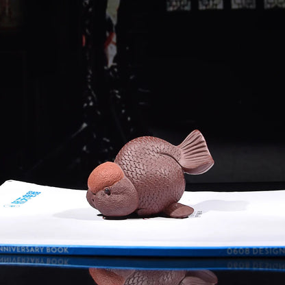 Yixing Purple Sand Fish Tea Ornaments Gold Arowana Ornaments Boutique Supportable Tea Tray Tea Set Tea Ceremony Fortune Opportun