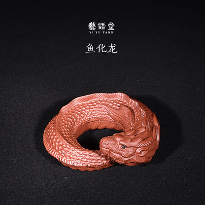 Yixing Purple Sand Fish and Dragon Tea Ornaments Fine Ornaments Supportable Tea Strainer Tray Tea Set Zodiac Dragon Tea Strainer