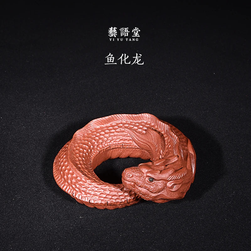 Yixing Purple Sand Fish and Dragon Tea Ornaments Fine Ornaments Supportable Tea Strainer Tray Tea Set Zodiac Dragon Tea Strainer