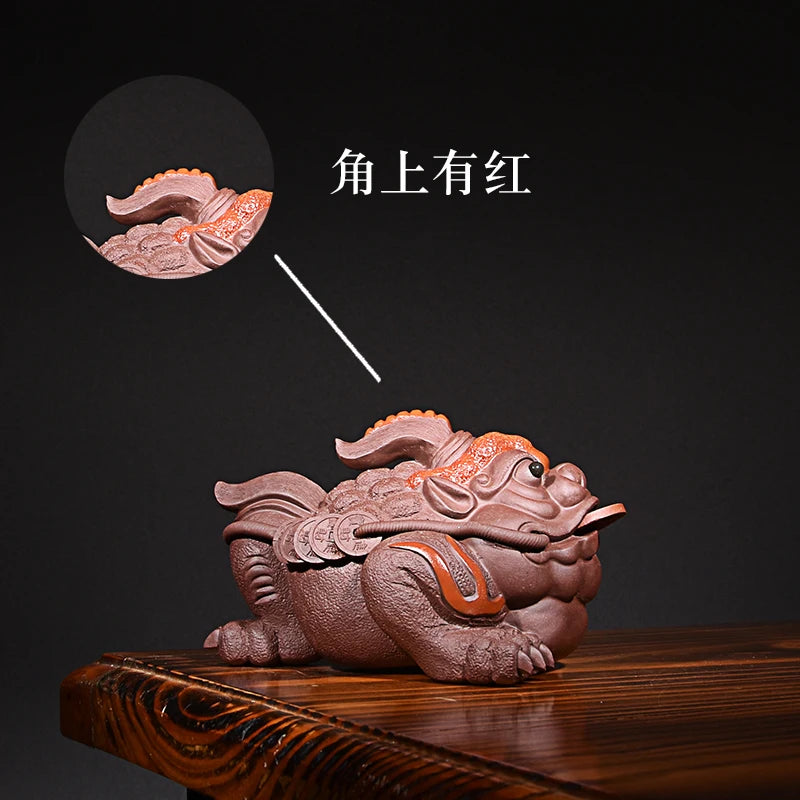 Yixing Purple Sand Golden Toad Opportunity Knocks Tea Ornaments Boutique Supportable Raw Ore Handmade Sculptured Ornaments Lucky