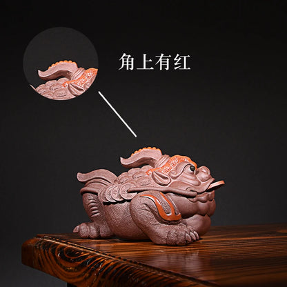 Yixing Purple Sand Golden Toad Opportunity Knocks Tea Ornaments Boutique Supportable Raw Ore Handmade Sculptured Ornaments Lucky