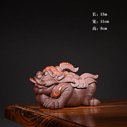 Yixing Purple Sand Golden Toad Opportunity Knocks Tea Ornaments Boutique Supportable Raw Ore Handmade Sculptured Ornaments Lucky