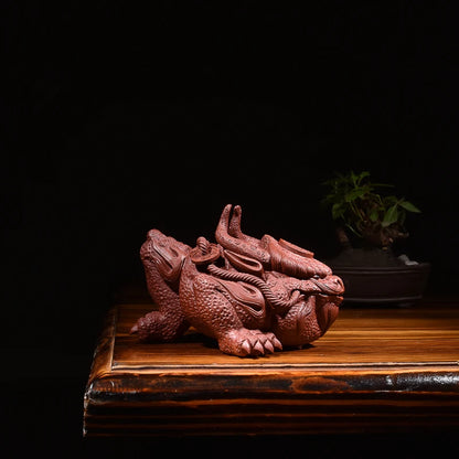 Yixing Purple Sand Great Happiness Golden Toad Three-Legged Toad Fine Tea Carve Sculptured Ornaments Supportable Handmade Tea Tr
