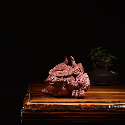 Yixing Purple Sand Great Happiness Golden Toad Three-Legged Toad Fine Tea Carve Sculptured Ornaments Supportable Handmade Tea Tr