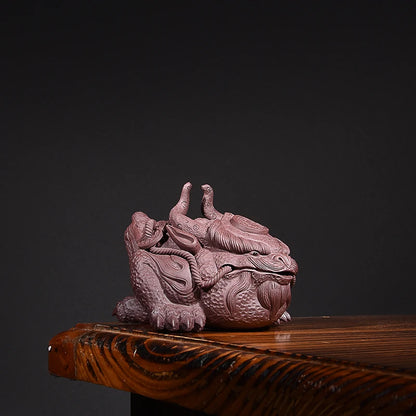 Yixing Purple Sand Great Happiness Golden Toad Three-Legged Toad Fine Tea Carve Sculptured Ornaments Supportable Handmade Tea Tr