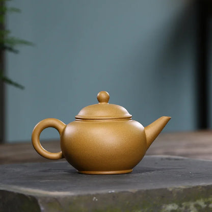 Yixing Purple Sand Handmade Pot, Famous Hand-painted Raw Ore, Gold Section Mud, Horizontal Pot, Zisha Teapot, Kung-Fu