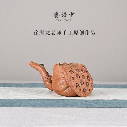 Yixing Purple Sand Lotus Seedpod Pitcher Famous Xu Hailong Raw Ore Handmade Supportable Tea pot Lotus Seed Fair Mug