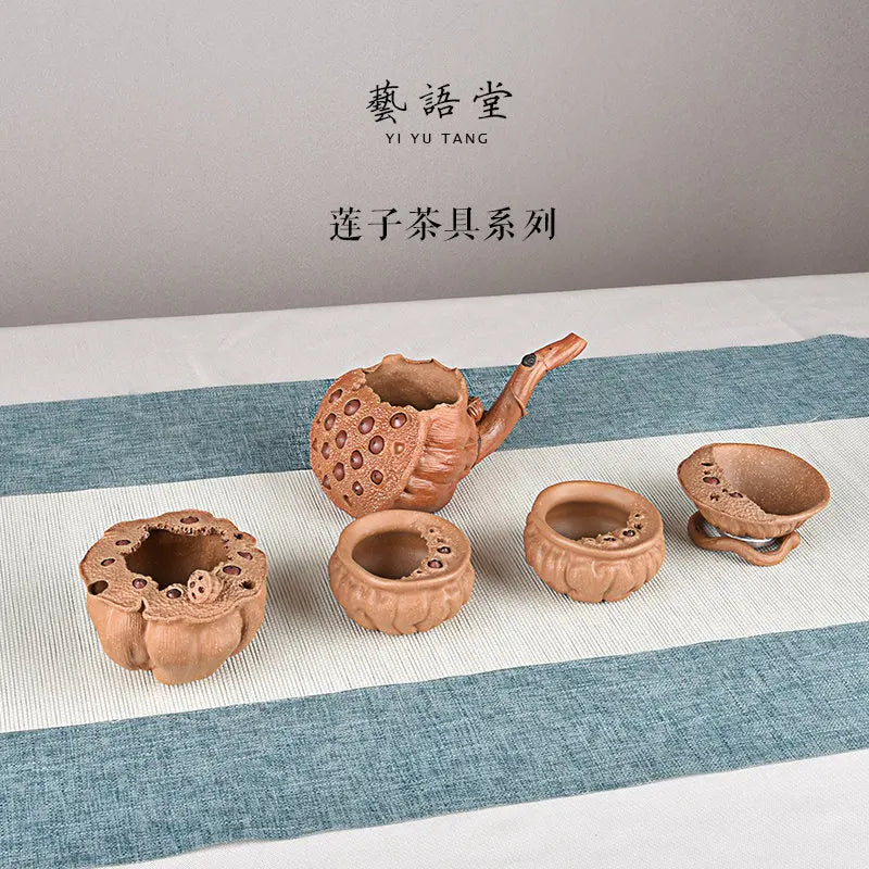 Yixing Purple Sand Lotus Seedpod Pitcher Famous Xu Hailong Raw Ore Handmade Supportable Tea pot Lotus Seed Fair Mug