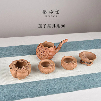 Yixing Purple Sand Lotus Seedpod Pitcher Famous Xu Hailong Raw Ore Handmade Supportable Tea pot Lotus Seed Fair Mug