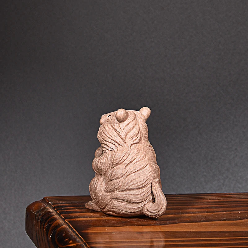 Yixing Purple Sand Mouse Zodiac Rat Tea Ornaments Boutique Supportable Famous Handmade Lucky Cartoon Tea Tray Ornament