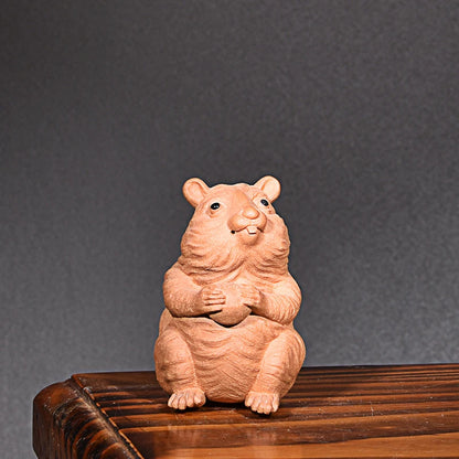 Yixing Purple Sand Mouse Zodiac Rat Tea Ornaments Boutique Supportable Famous Handmade Lucky Cartoon Tea Tray Ornament
