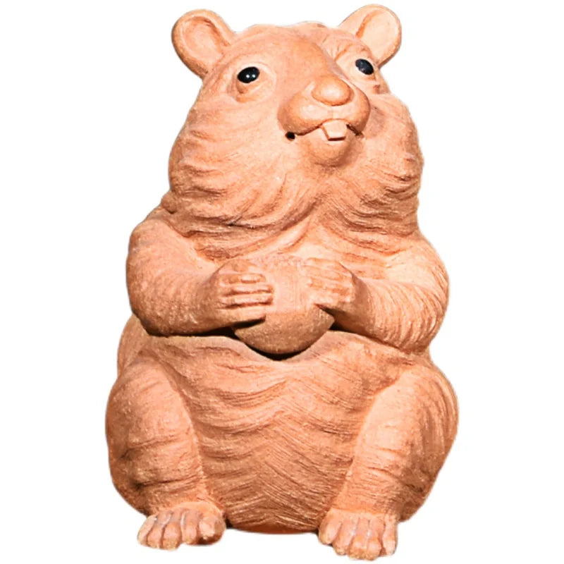 Yixing Purple Sand Mouse Zodiac Rat Tea Ornaments Boutique Supportable Famous Handmade Lucky Cartoon Tea Tray Ornament