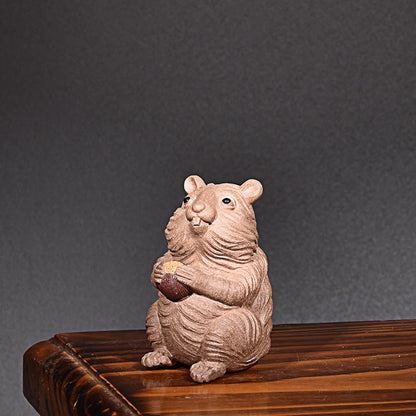 Yixing Purple Sand Mouse Zodiac Rat Tea Ornaments Boutique Supportable Famous Handmade Lucky Cartoon Tea Tray Ornament
