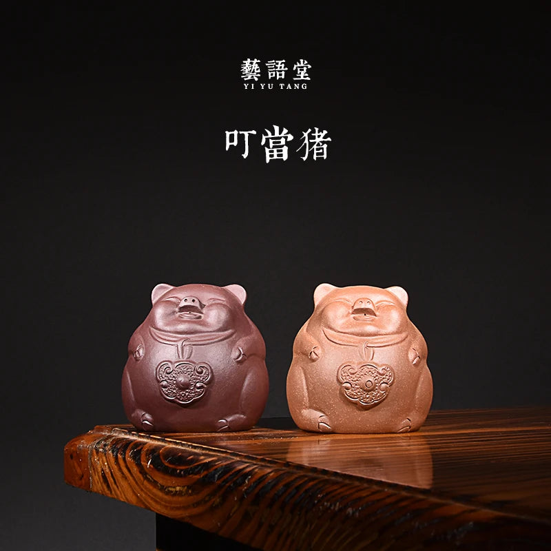Yixing Purple Sand Pig Zodiac Pig Tea Ornaments Small Cute Creative Boutique Supportable Tea Ceremony Decoration Handmade