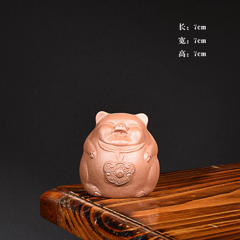 Yixing Purple Sand Pig Zodiac Pig Tea Ornaments Small Cute Creative Boutique Supportable Tea Ceremony Decoration Handmade