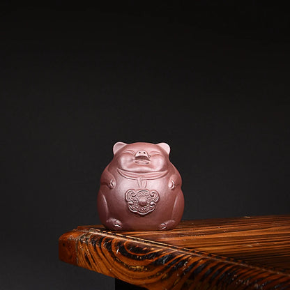 Yixing Purple Sand Pig Zodiac Pig Tea Ornaments Small Cute Creative Boutique Supportable Tea Ceremony Decoration Handmade