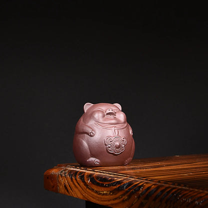 Yixing Purple Sand Pig Zodiac Pig Tea Ornaments Small Cute Creative Boutique Supportable Tea Ceremony Decoration Handmade