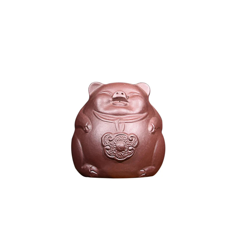 Yixing Purple Sand Pig Zodiac Pig Tea Ornaments Small Cute Creative Boutique Supportable Tea Ceremony Decoration Handmade