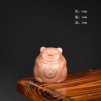 Yixing Purple Sand Pig Zodiac Pig Tea Ornaments Small Cute Creative Boutique Supportable Tea Ceremony Decoration Handmade