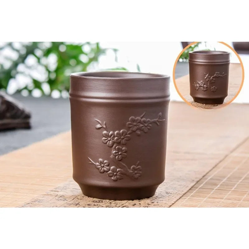 Yixing Purple Sand Plum Orchid Bamboo Chrysanthemum Tea Cup Red Mud Tea Cup Large Handmade Raw Mineral Tea Cup Single Cup