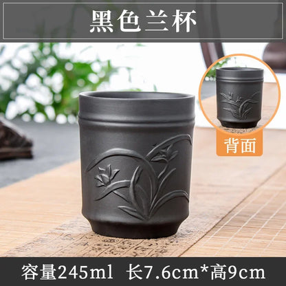 Yixing Purple Sand Plum Orchid Bamboo Chrysanthemum Tea Cup Red Mud Tea Cup Large Handmade Raw Mineral Tea Cup Single Cup